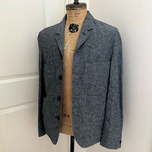 New rod Alan linen cotton blend blue jacket size 42 blazer summer